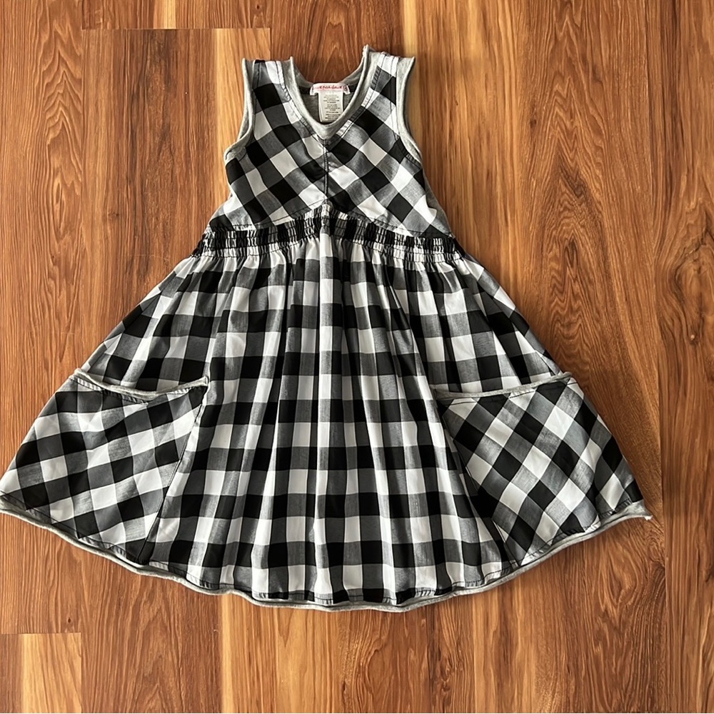 Deux par Deux black & white checked Girls Dress Size 4